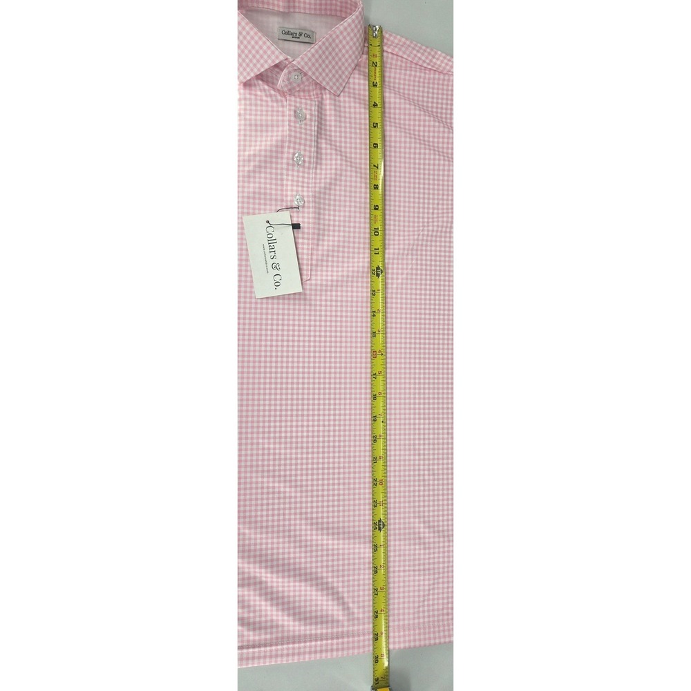 NWT Collars and Co Semi-Spread Collar Polo Pink Gingham Medium - Picture 6 of 9